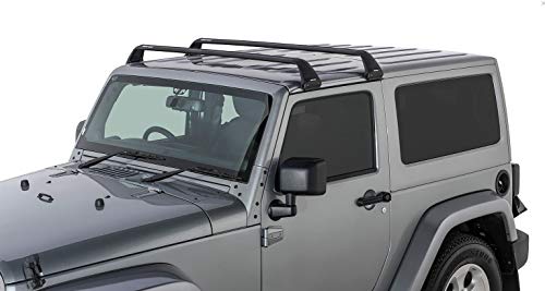 Rhino Rack Aero Bar 4WD SUV Roof Racks | Gutter Mount Base Rack for Jeep Wrangler JK/JL 2 Door Hard Top 2011-2015 (2 Set) in Black, SG60