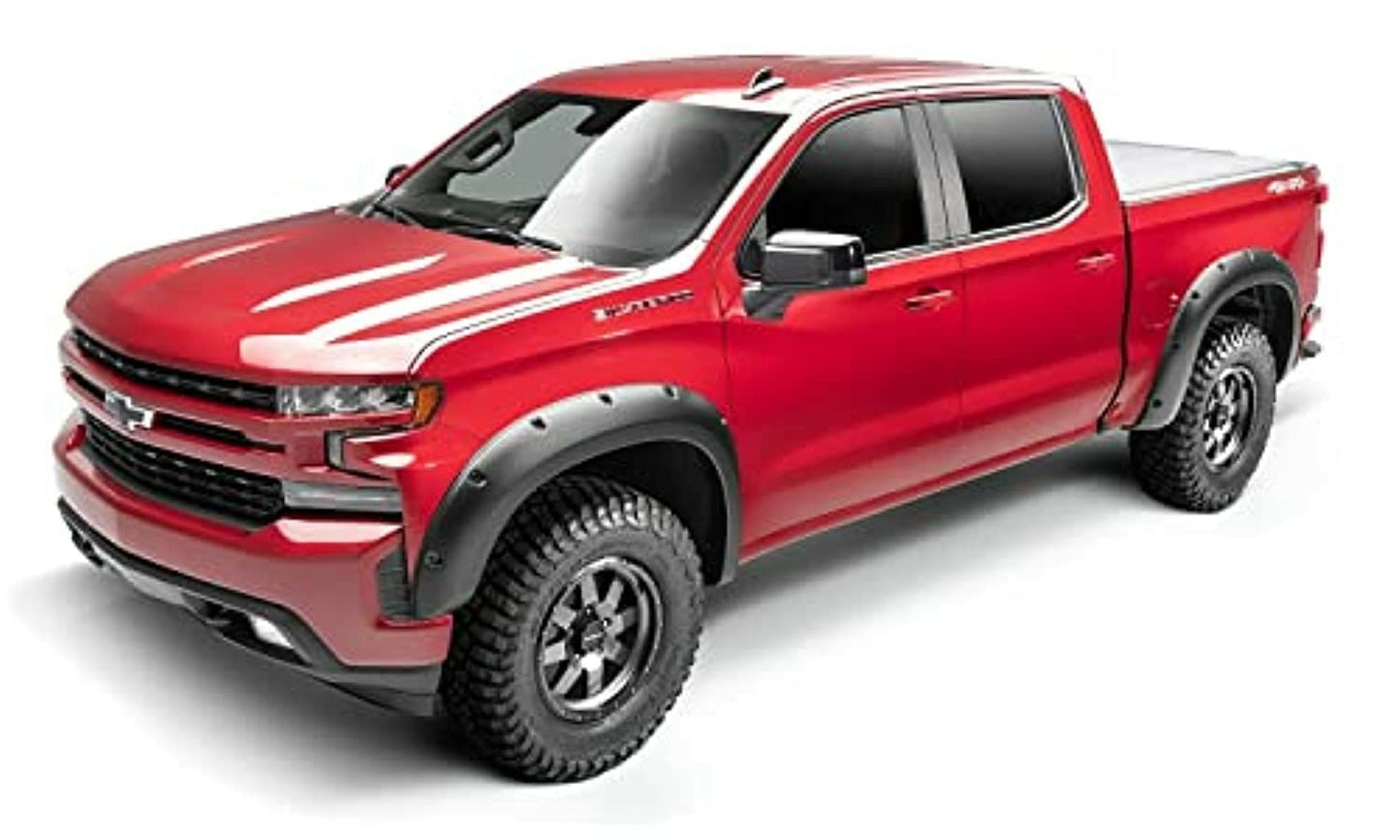 Bushwacker Forge Pocket/Rivet Style Front & Rear Fender Flares | 4-Piece Set, Black, Textured Finish | 48140-08 | Fits 2019-2021 Chevrolet Silverado 1500; 2022 Silverado 1500 Limited