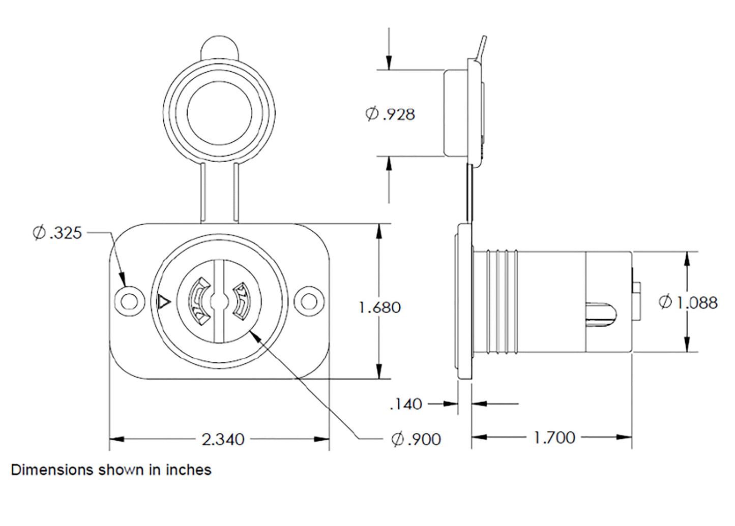 Marinco 2-Wire ConnectPro Trolling Motor Receptacle, 12VBRS2