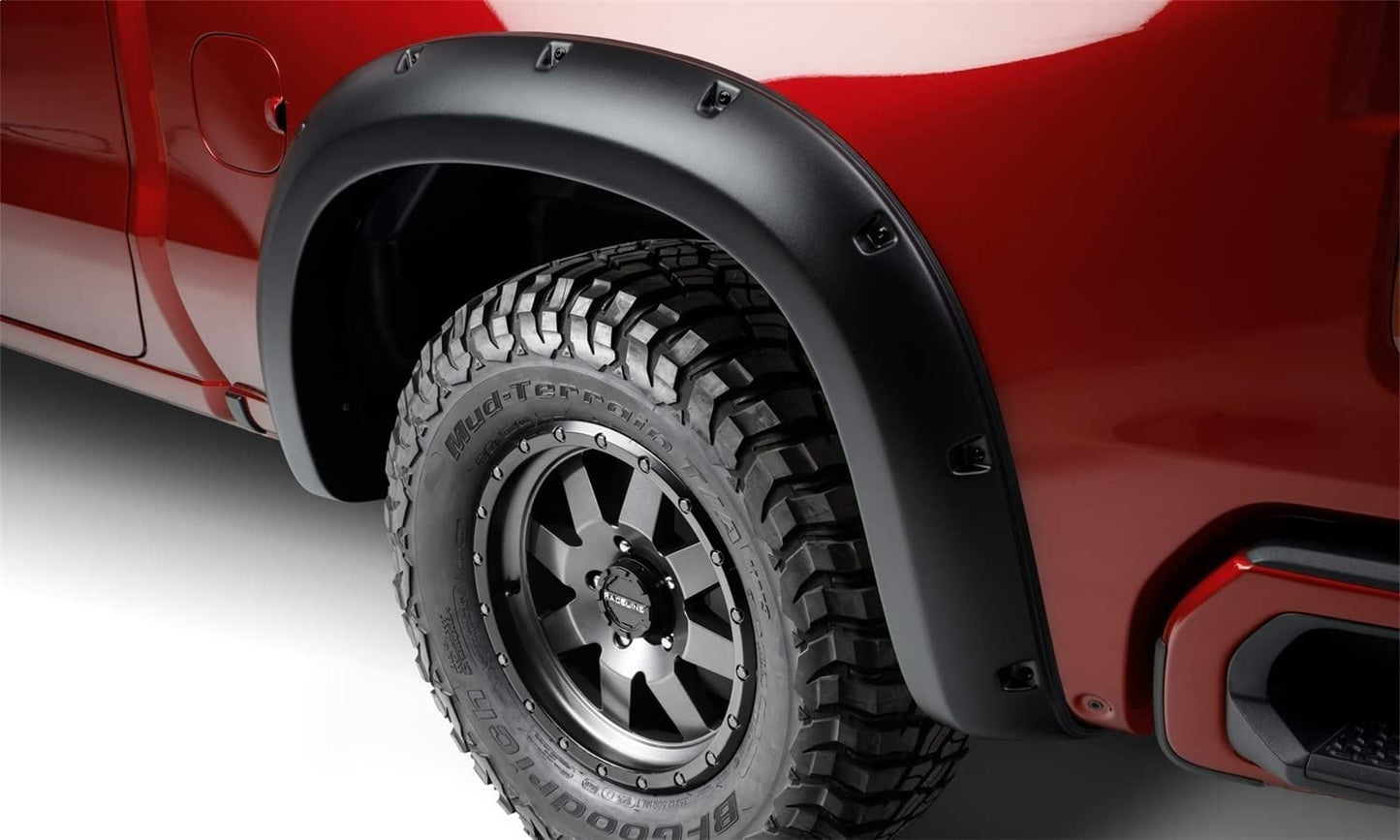 Bushwacker Forge Pocket/Rivet Style Front & Rear Fender Flares | 4-Piece Set, Black, Textured Finish | 48140-08 | Fits 2019-2021 Chevrolet Silverado 1500; 2022 Silverado 1500 Limited