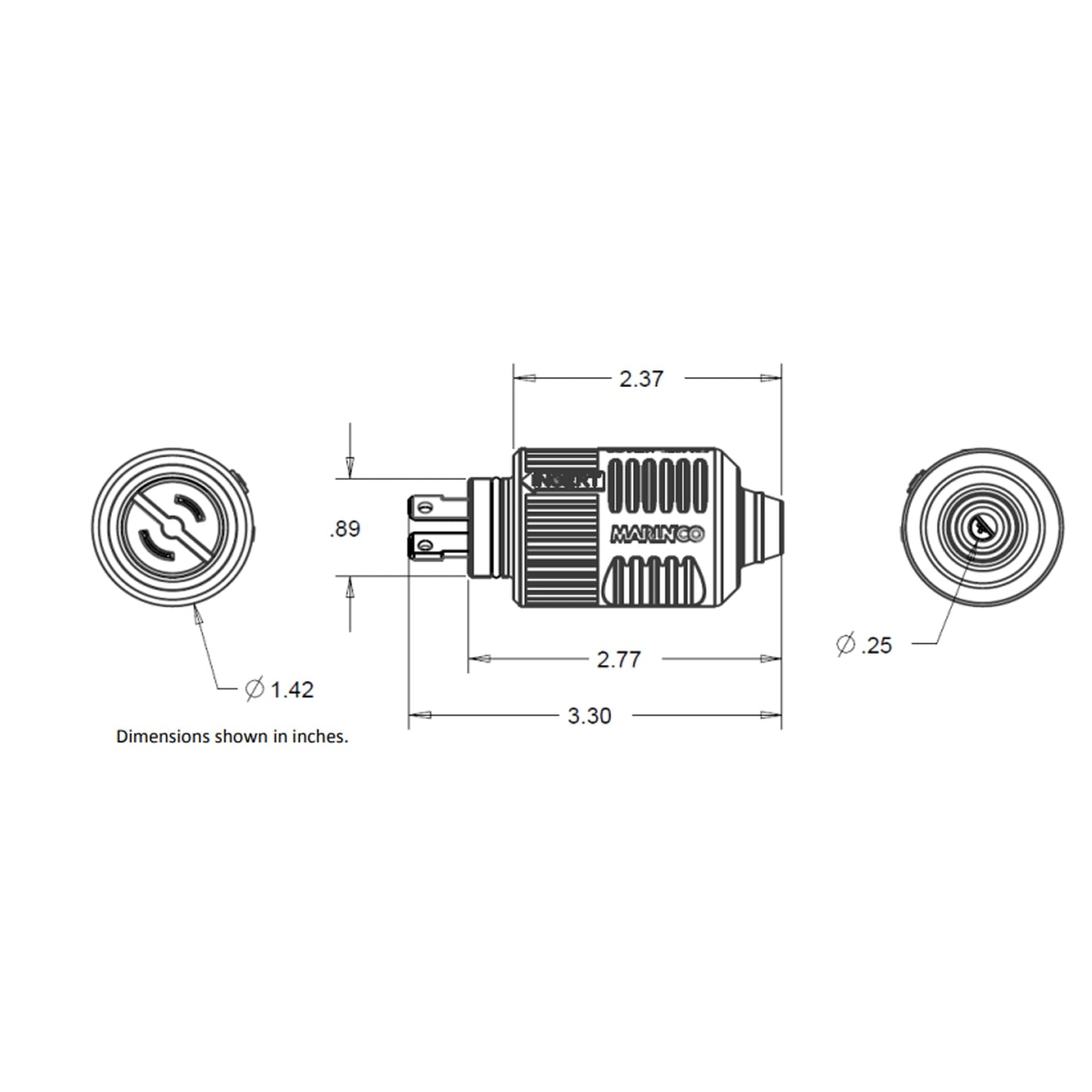 Marinco 12VBPS2 2-Wire ConnectPro Plug,Black