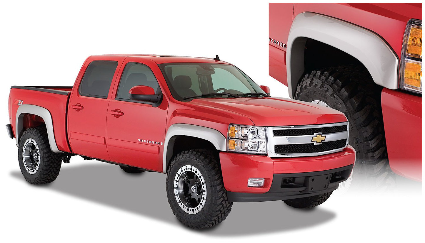 Bushwacker Extend-A-Fender Extended Front & Rear Fender Flares | 4-Piece Set, Black, Smooth Finish | 40938-02 | Fits 2007-2013 Chevrolet Silverado 1500 w/ 6.6' or 8.1' Bed; 2007-2014 2500 HD/3500 HD
