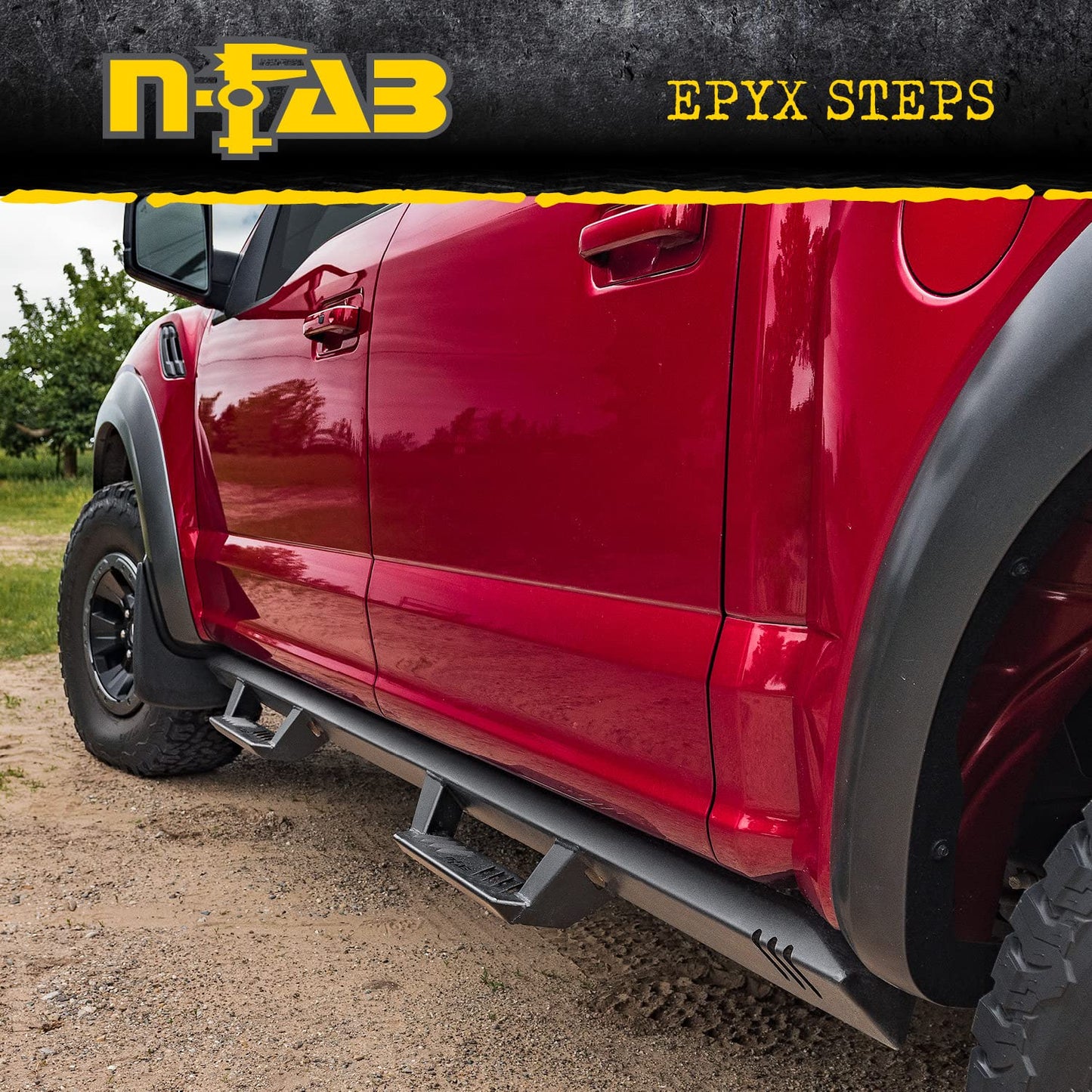 N-Fab EpYx Steps for Ford F-150/F-250/F-350 | Cab Length, Steel, Textured Black | EXF15CC-TX | Fits 2015-2024 Ford F-150, 2022-2023 Lightning, 2018-2023 Raptor, 2017-2023 F250/F350/F450 SuperCrew
