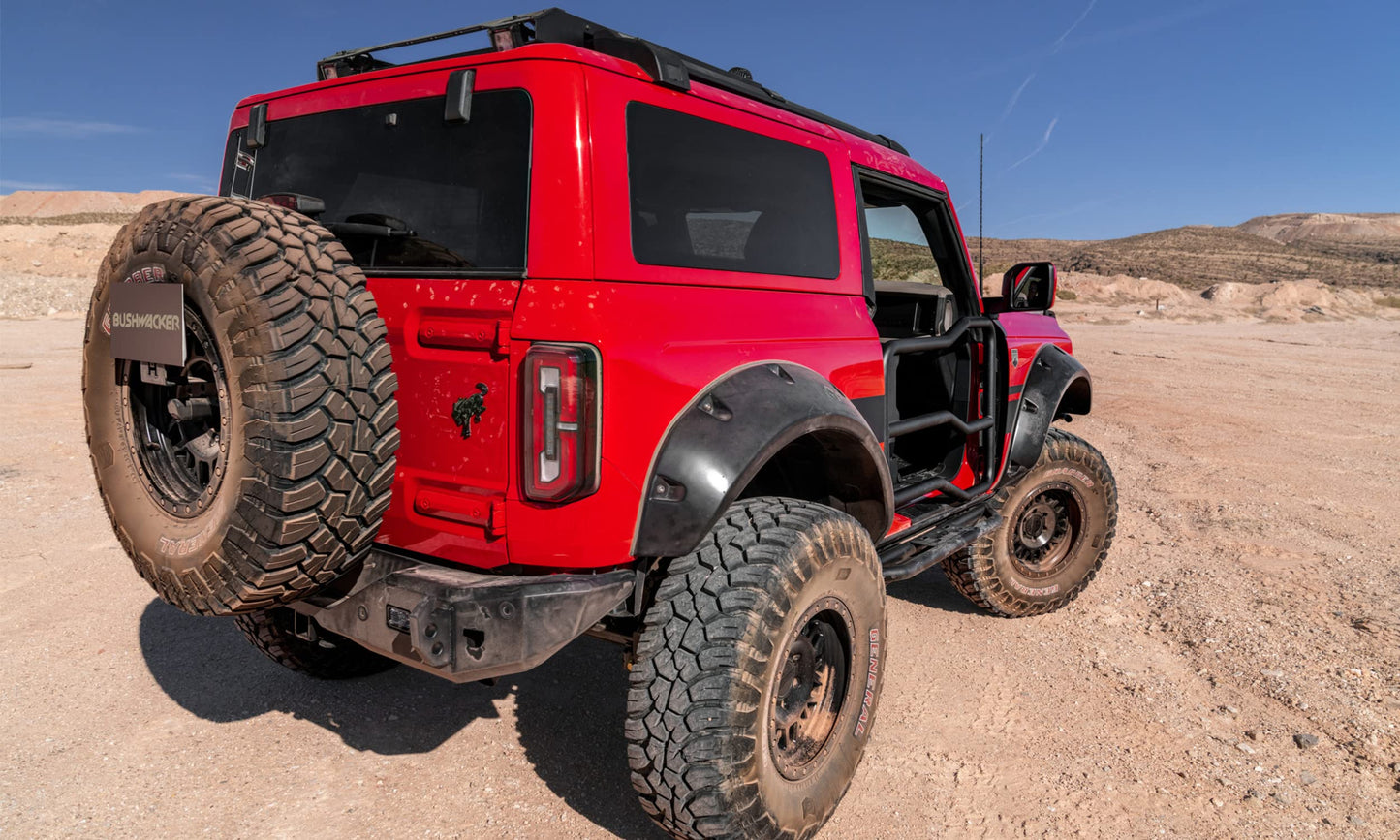 Bushwacker Pocket/Rivet Style Front & Rear Fender Flares | 4-Piece Set, Black, Smooth Finish | 20965-02 | Fits 2021-2024 Ford Bronco 2-Door