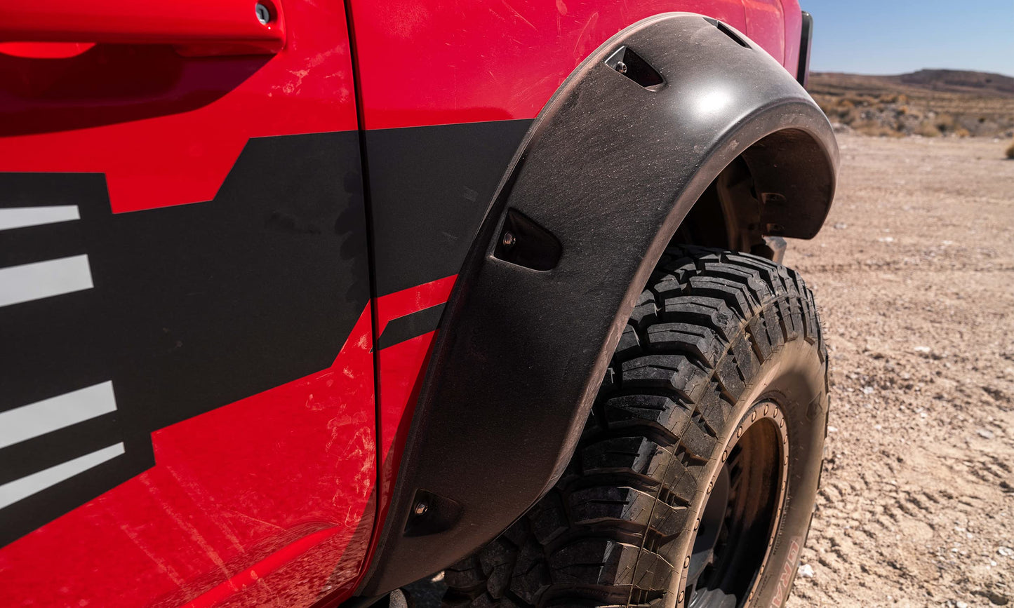 Bushwacker Pocket/Rivet Style Front & Rear Fender Flares | 4-Piece Set, Black, Smooth Finish | 20965-02 | Fits 2021-2024 Ford Bronco 2-Door