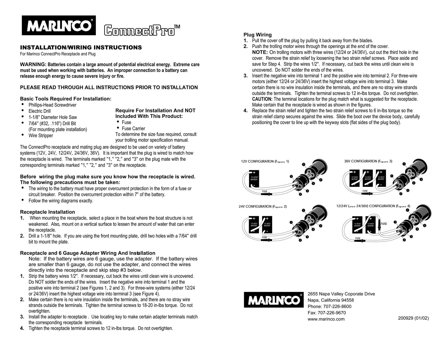 Marinco 12VCP6 3-Wire ConnectPro Receptacle with 6AWG Adapter