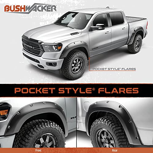 Bushwacker Pocket/Rivet Style Front & Rear Fender Flares | 4-Piece Set, Black, Smooth Finish | 20963-02 | Fits 2021-2024 Ford F-150 (Excludes Lightning)