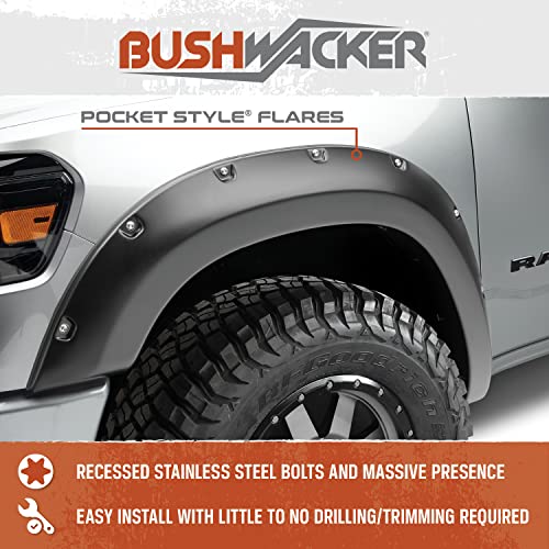 Bushwacker Pocket/Rivet Style Front & Rear Fender Flares | 4-Piece Set, Black, Smooth Finish | 20963-02 | Fits 2021-2024 Ford F-150 (Excludes Lightning)