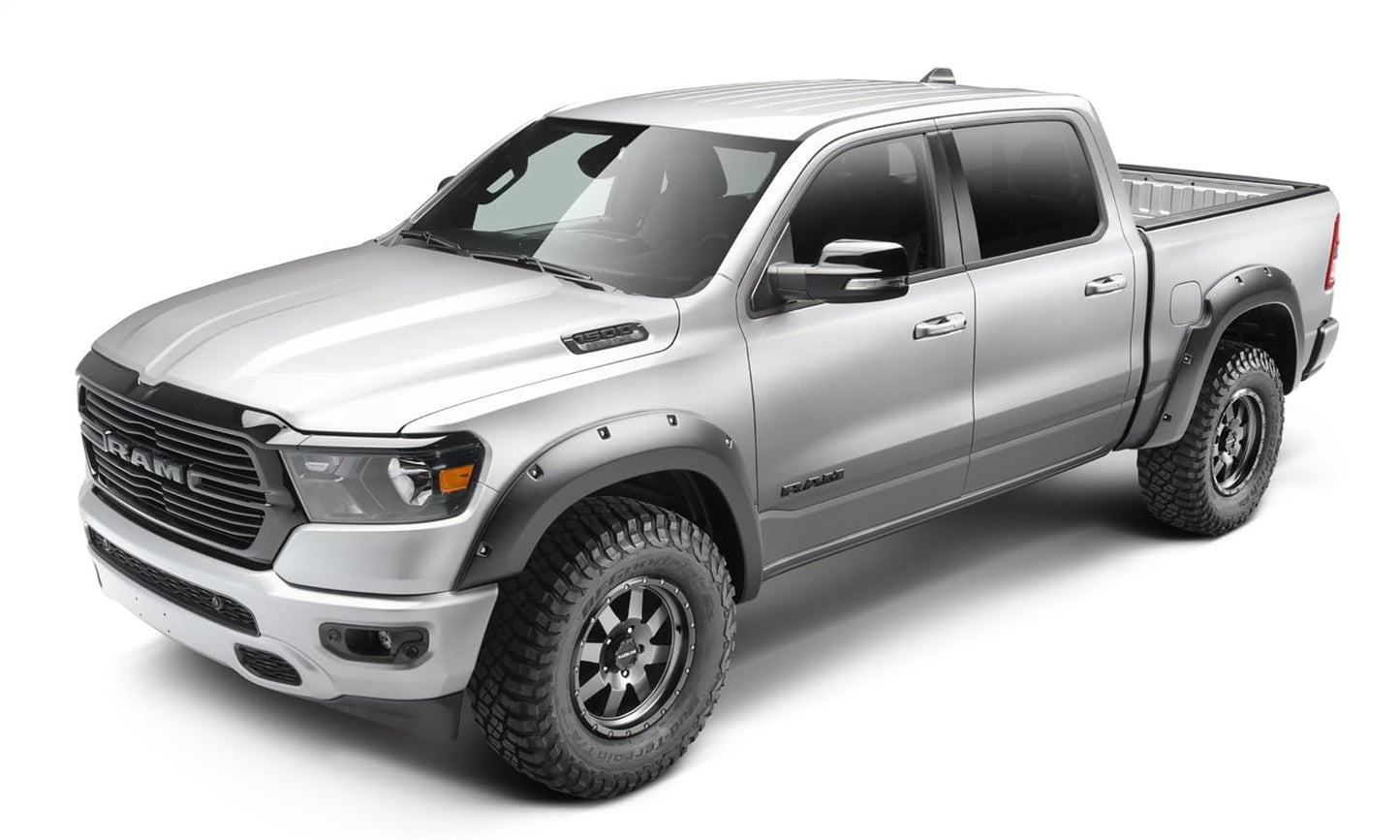 Bushwacker Forge Pocket/Rivet Style Front & Rear Fender Flares | 4-Piece Set, Black, Textured Finish | 58131-08 | Fits 2019 - 2024 Ram 1500 (Excludes Rebel & TRX Models)