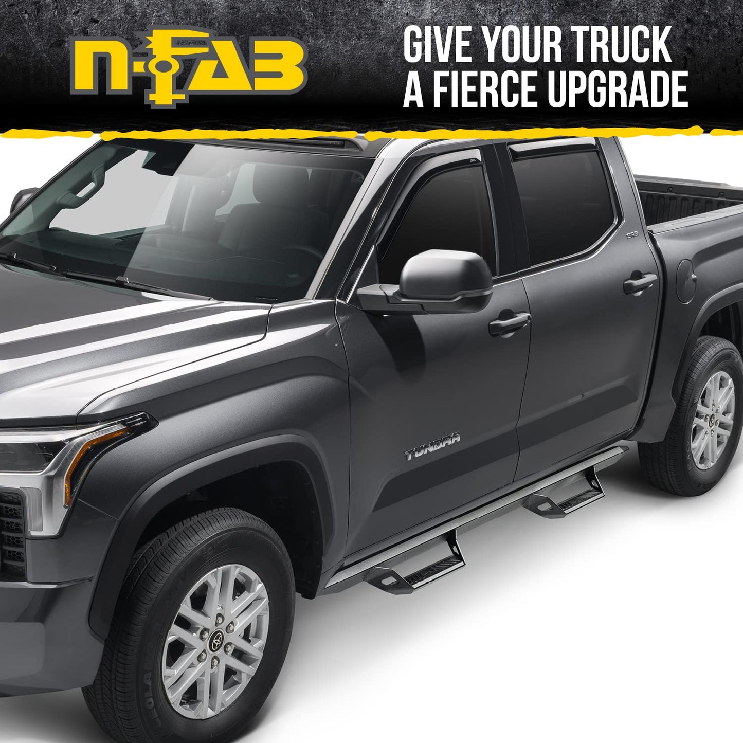 N-Fab Predator Pro Steps for Toyota Tundra | Cab Length, Rust-Proof Aluminum, Textured Black | PRT2282CC-TX | Fits 2022-2024 Toyota Tundra Crew Max All Beds, SRW Gas